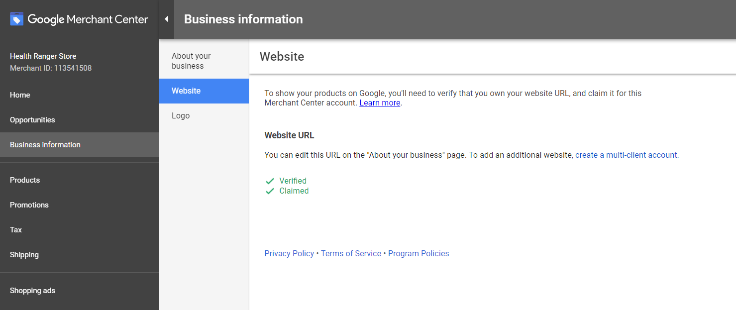 Die Anmeldung bei Google Merchant Center