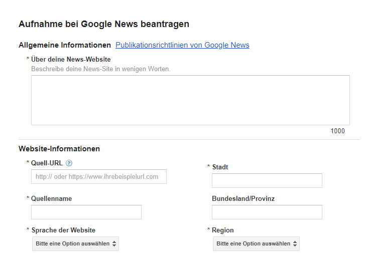 Anfrage an Google News