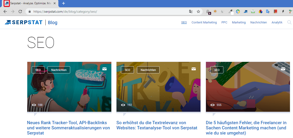 So sieht das Favicon einer Website aus